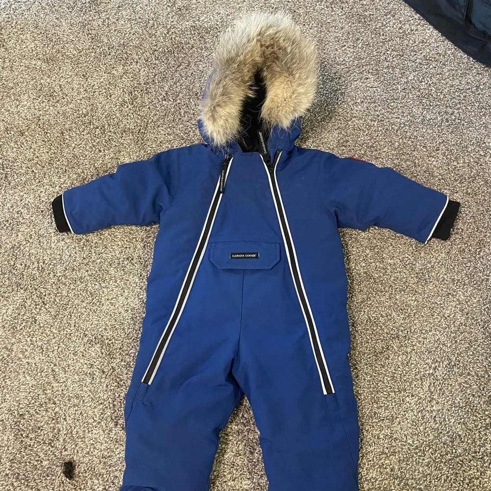 canda goose baby lamb snowsuit with fur attached